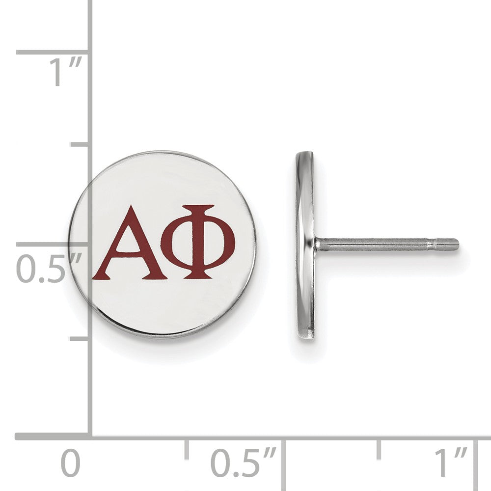 Alternate view of the Sterling Silver Alpha Phi Enamel Greek Letters Post Earrings by The Black Bow Jewelry Co.