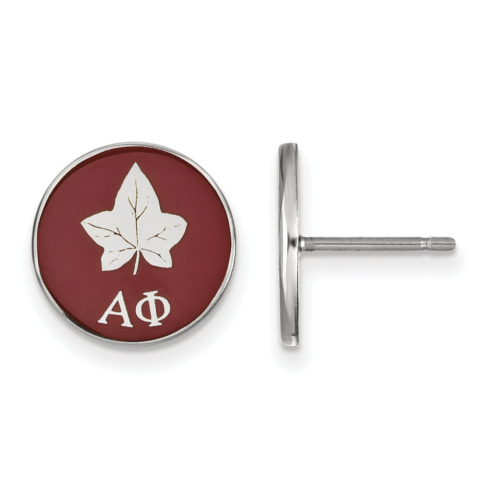 Sterling Silver Alpha Phi Red Enamel Logo Post Earrings, Item E17086 by The Black Bow Jewelry Co.