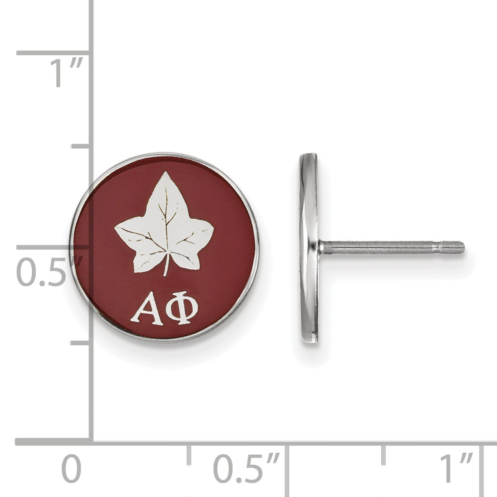 Alternate view of the Sterling Silver Alpha Phi Red Enamel Logo Post Earrings by The Black Bow Jewelry Co.