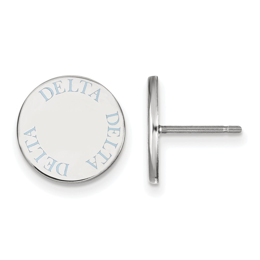 Sterling Silver Delta Delta Delta Lt Blue Enamel Post Earrings, Item E17117 by The Black Bow Jewelry Co.