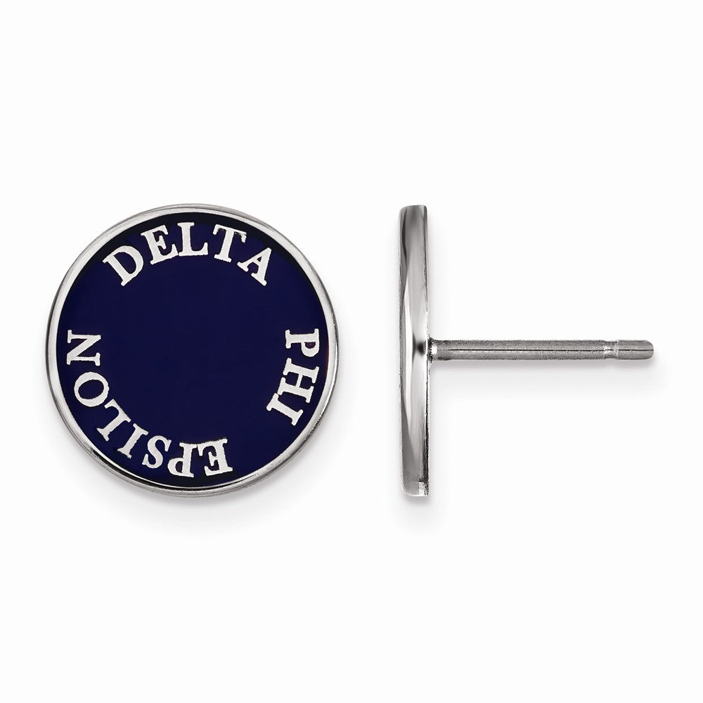 Sterling Silver Delta Phi Epsilon Enamel Disc Post Earrings, Item E17130 by The Black Bow Jewelry Co.