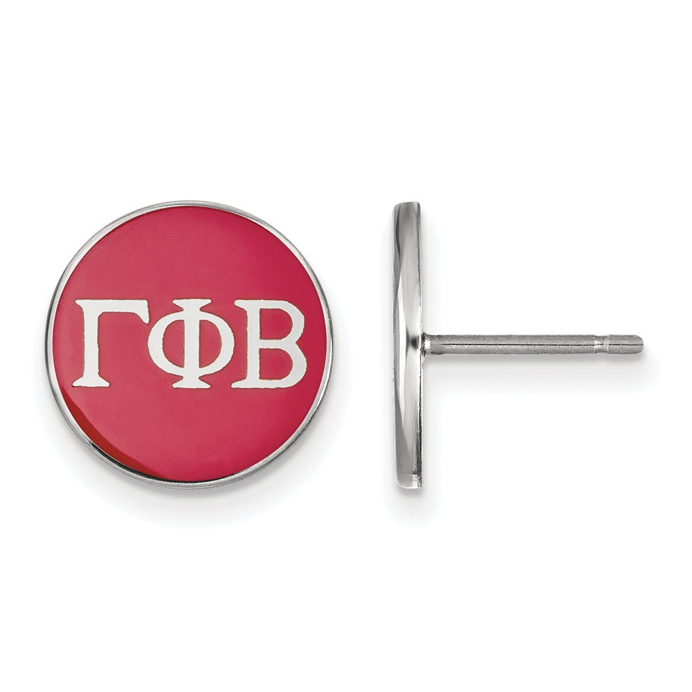 Sterling Silver Gamma Phi Beta Red Enamel Disc Post Earrings, Item E17146 by The Black Bow Jewelry Co.
