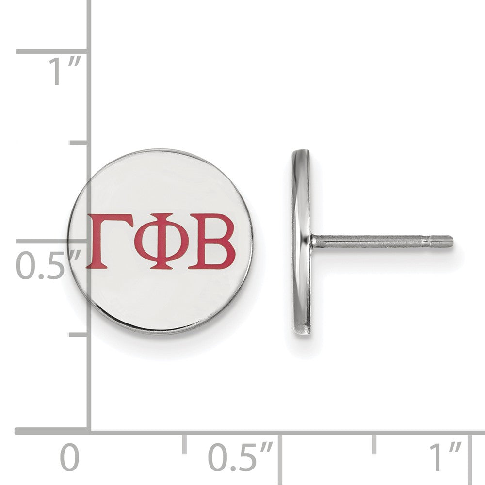 Alternate view of the Sterling Silver Gamma Phi Beta Enamel Greek Letters Post Earrings by The Black Bow Jewelry Co.