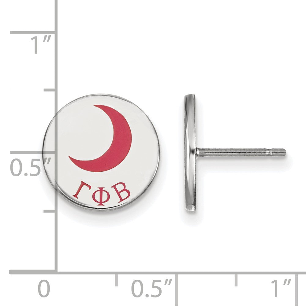 Alternate view of the Sterling Silver Gamma Phi Beta Enamel Post Earrings by The Black Bow Jewelry Co.