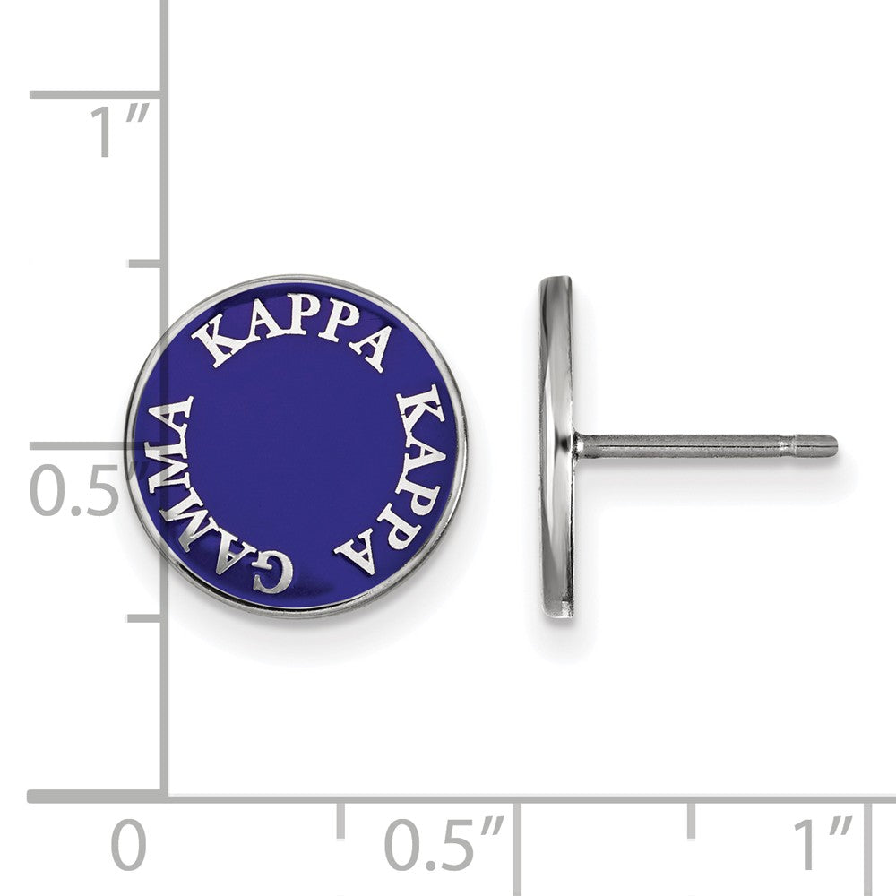 Alternate view of the Sterling Silver Kappa Kappa Gamma Enamel Disc Post Earrings by The Black Bow Jewelry Co.