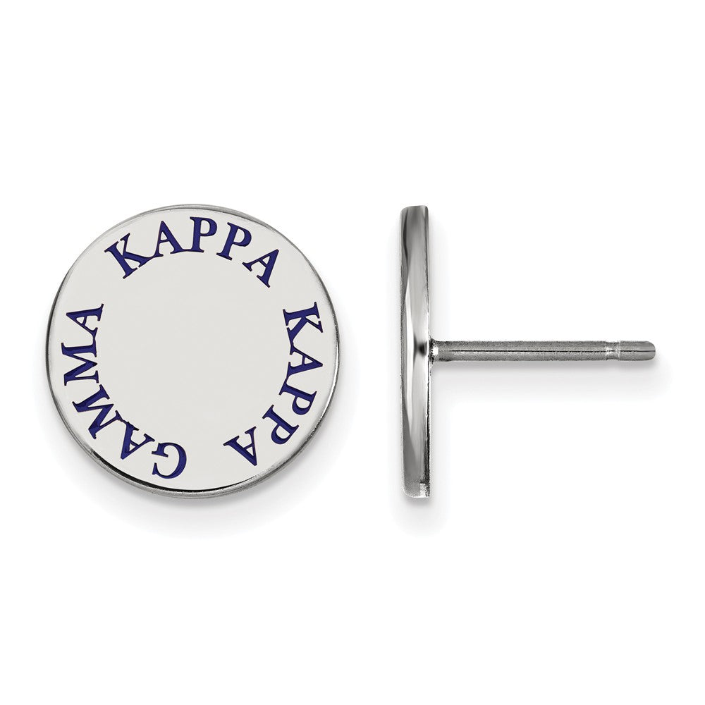 Sterling Silver Kappa Kappa Gamma Blue Enamel Post Earrings, Item E17165 by The Black Bow Jewelry Co.