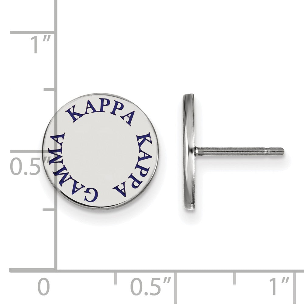 Alternate view of the Sterling Silver Kappa Kappa Gamma Blue Enamel Post Earrings by The Black Bow Jewelry Co.