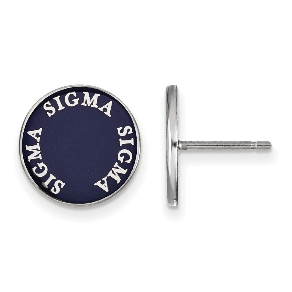 Sterling Silver &amp; Royal Purple Enamel Sigma Sigma Sigma Post Earrings, Item E17206 by The Black Bow Jewelry Co.