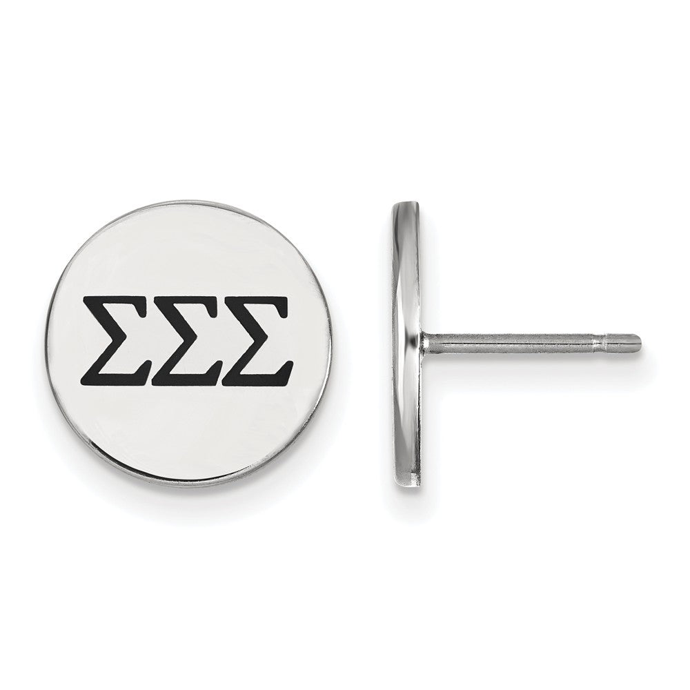 Sterling Silver &amp; Black Enamel Sigma Sigma Sigma Post Earrings, Item E17210 by The Black Bow Jewelry Co.