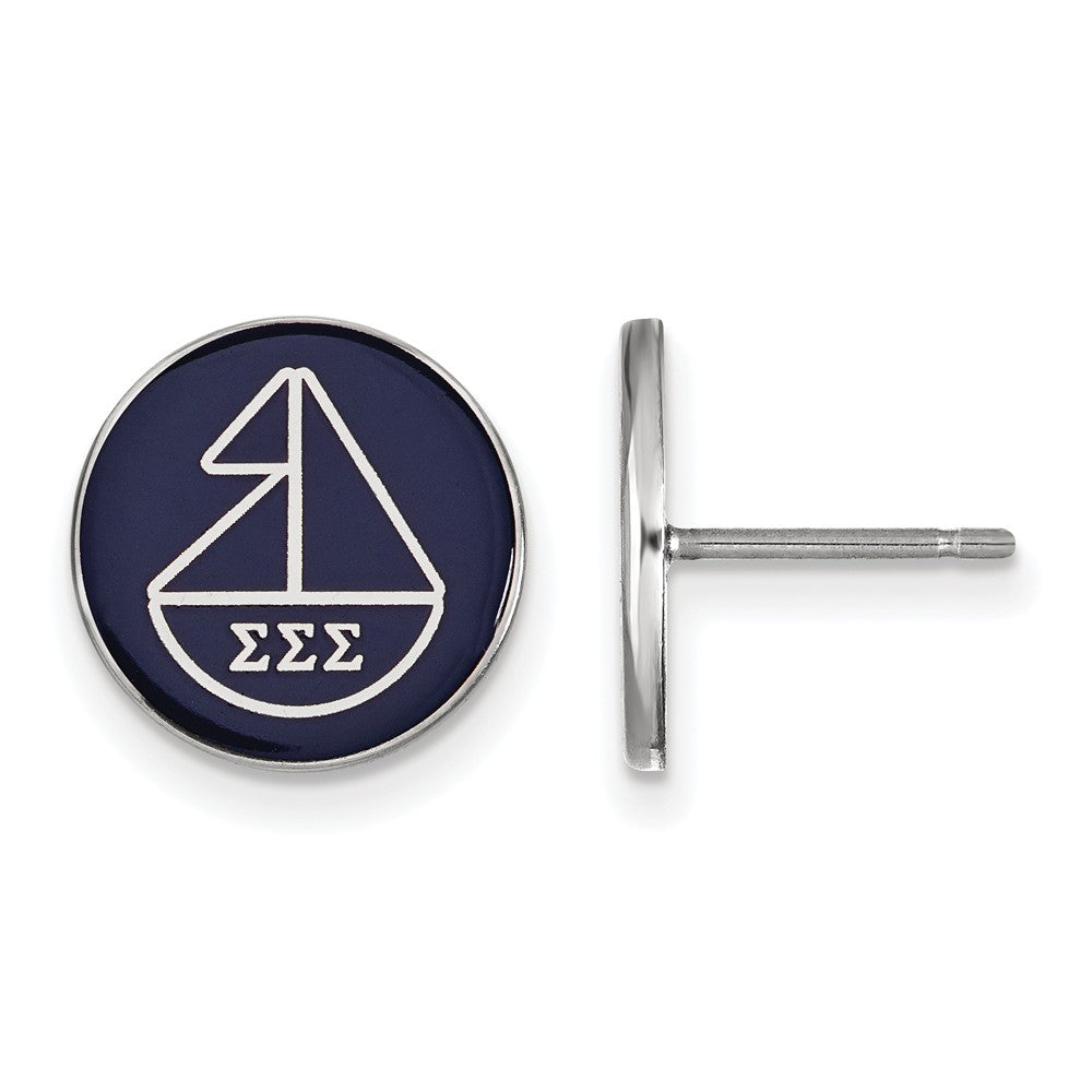 Sterling Silver Sigma Sigma Sigma Enamel Sailboat Post Earrings, Item E17211 by The Black Bow Jewelry Co.