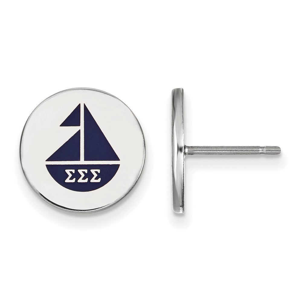Sterling Silver &amp; Enamel Sigma Sigma Sigma Sailboat Post Earrings, Item E17212 by The Black Bow Jewelry Co.