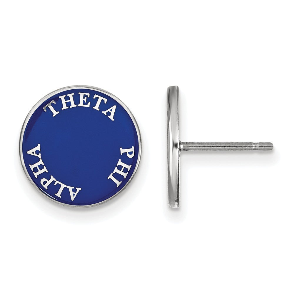 Sterling Silver Blue Enamel Theta Phi Alpha Post Earrings, Item E17213 by The Black Bow Jewelry Co.