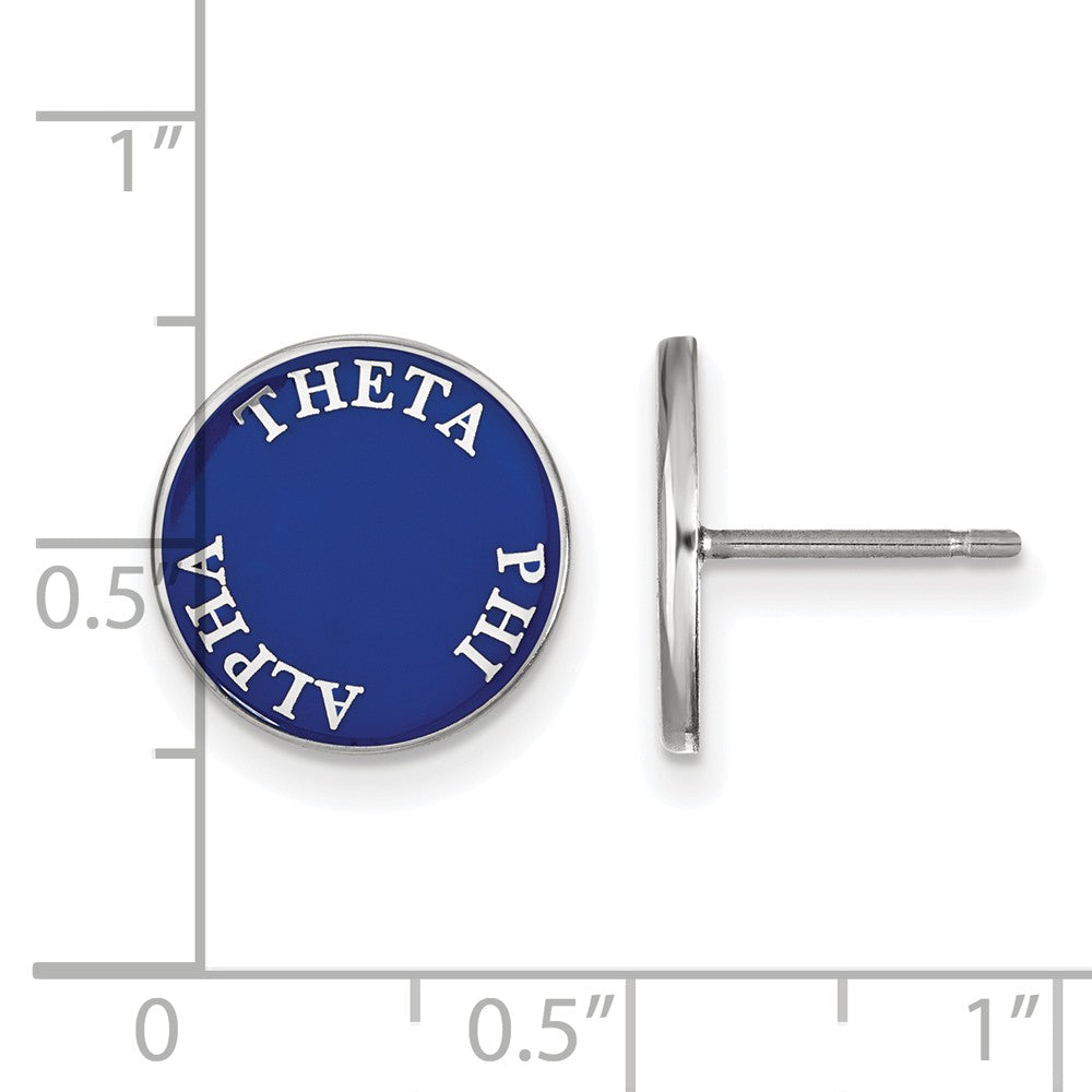 Alternate view of the Sterling Silver Blue Enamel Theta Phi Alpha Post Earrings by The Black Bow Jewelry Co.