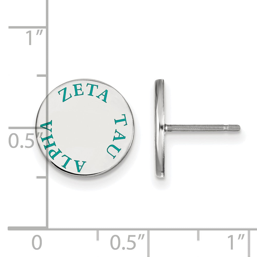 Alternate view of the Sterling Silver Zeta Tau Alpha Enamel Post Earrings by The Black Bow Jewelry Co.