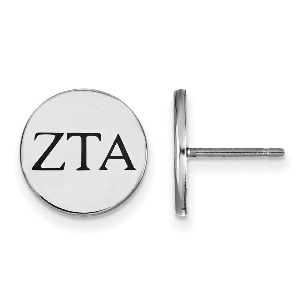 Sterling Silver &amp; Black Enamel Zeta Tau Alpha Post Earrings, Item E17224 by The Black Bow Jewelry Co.