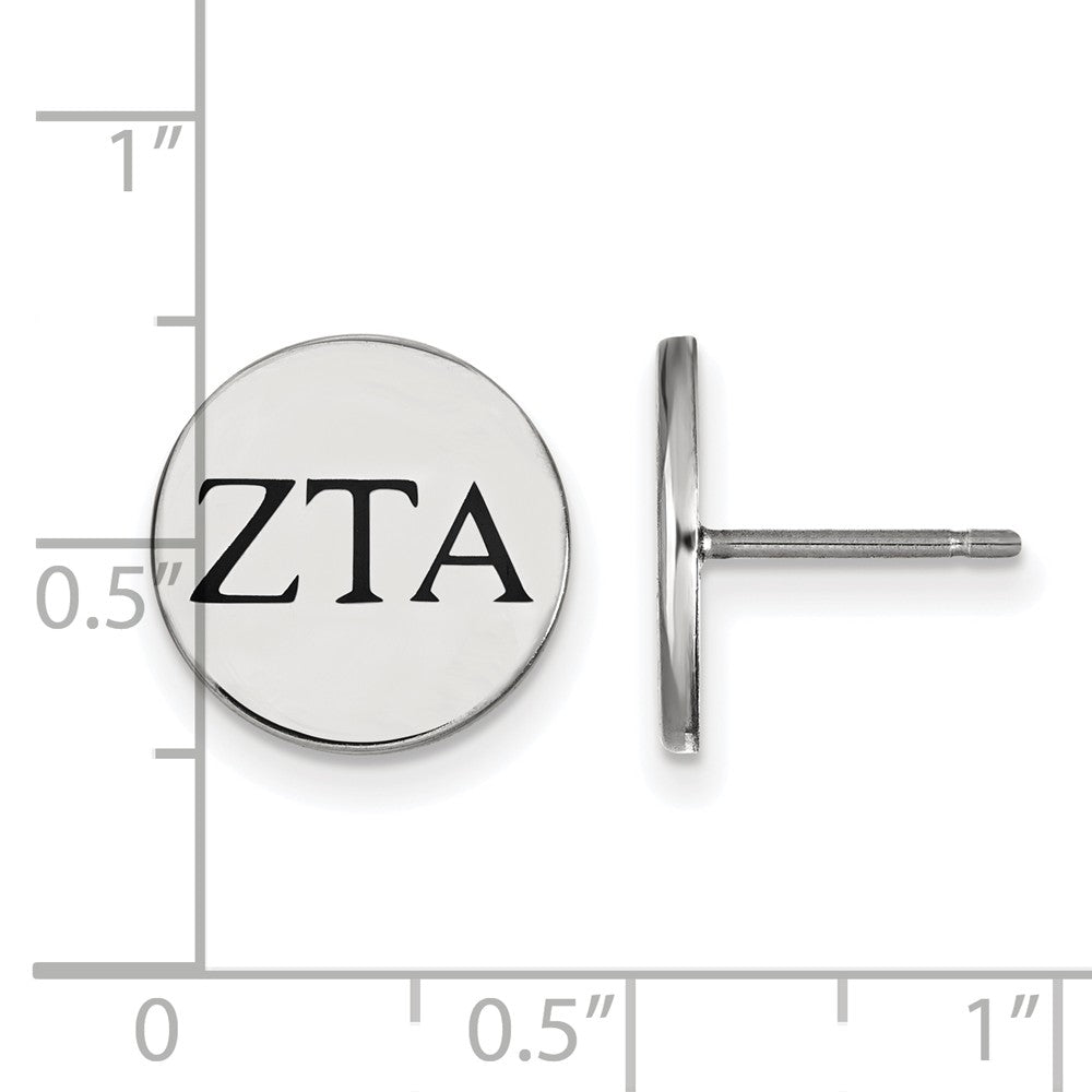 Alternate view of the Sterling Silver &amp; Black Enamel Zeta Tau Alpha Post Earrings by The Black Bow Jewelry Co.
