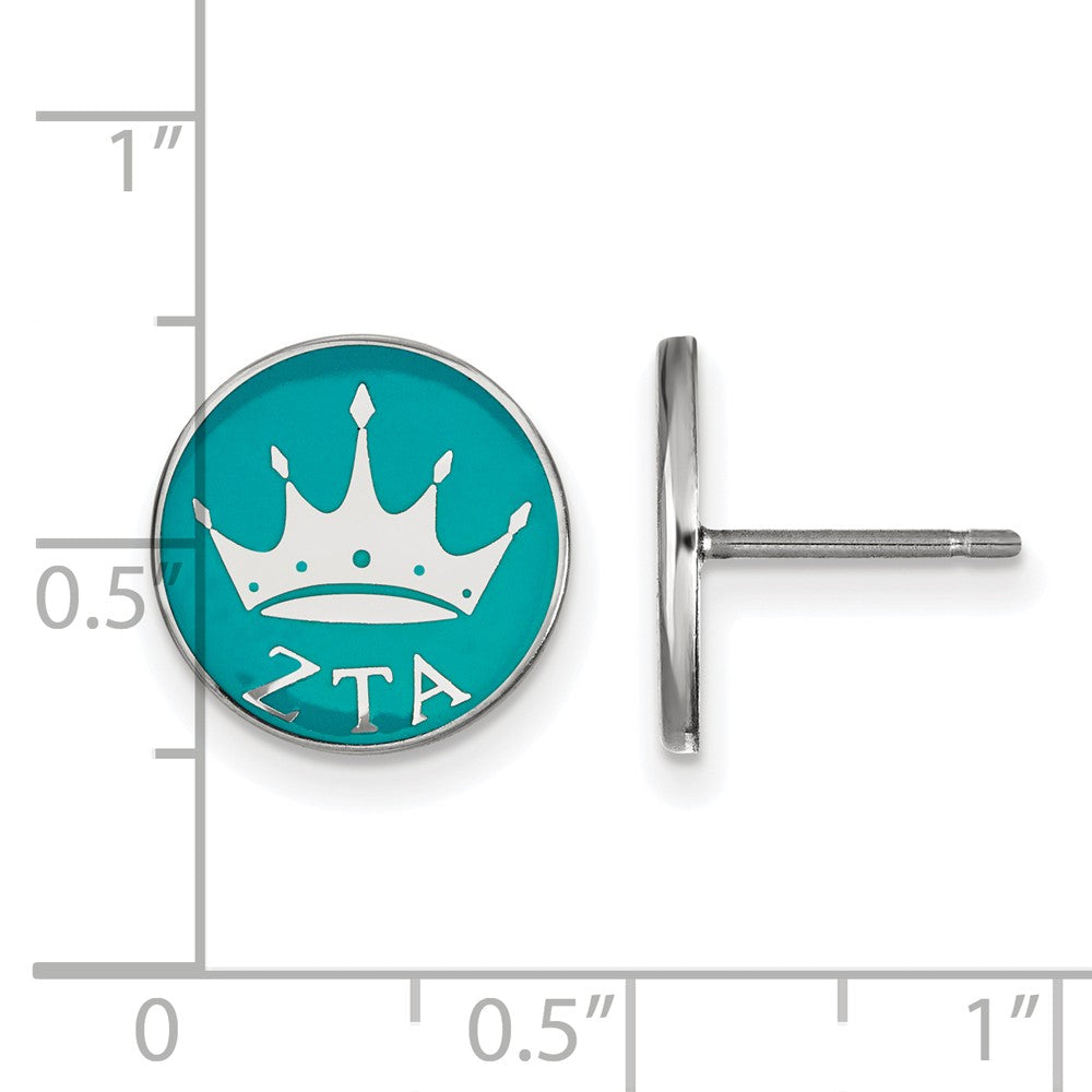 Alternate view of the Sterling Silver &amp; Enamel Zeta Tau Alpha Crown Post Earrings by The Black Bow Jewelry Co.