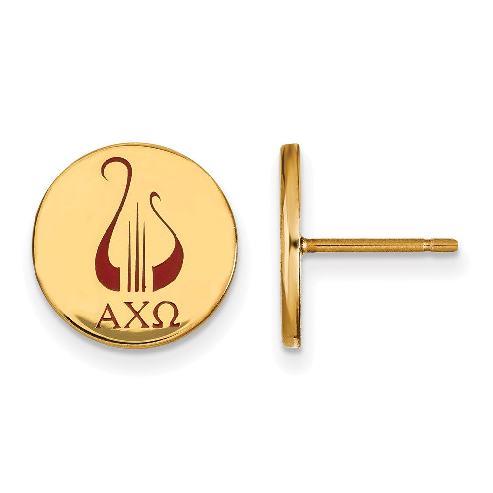 14K Plated Silver Alpha Chi Omega Enamel Post Earrings, Item E17233 by The Black Bow Jewelry Co.