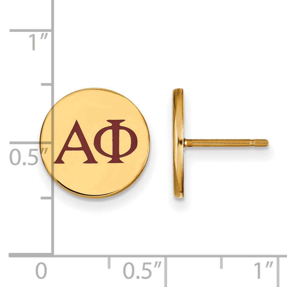 Alternate view of the 14K Plated Silver Alpha Phi Enamel Greek Letters Post Earrings by The Black Bow Jewelry Co.