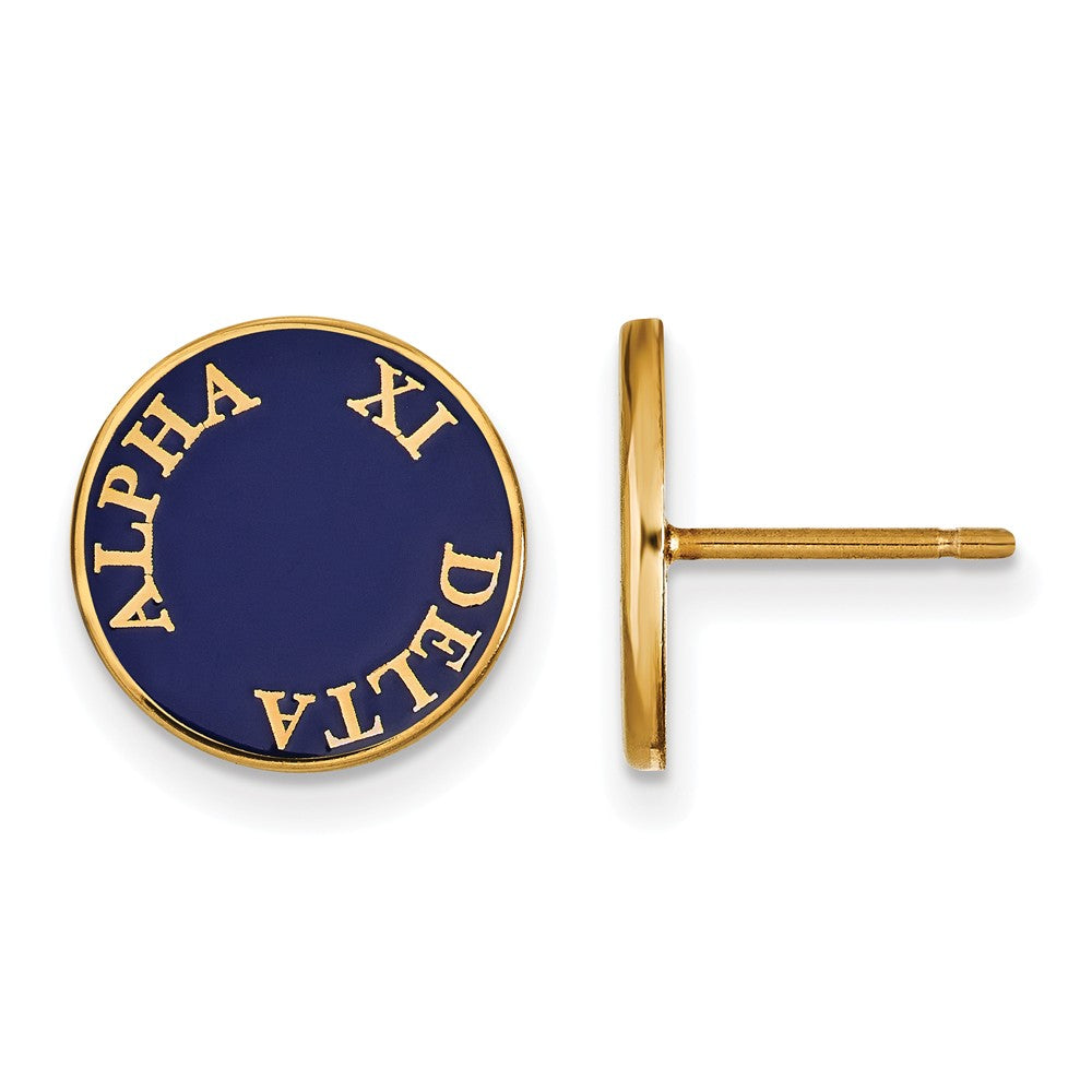 14K Plated Silver Alpha Xi Delta Enamel Disc Post Earrings, Item E17283 by The Black Bow Jewelry Co.