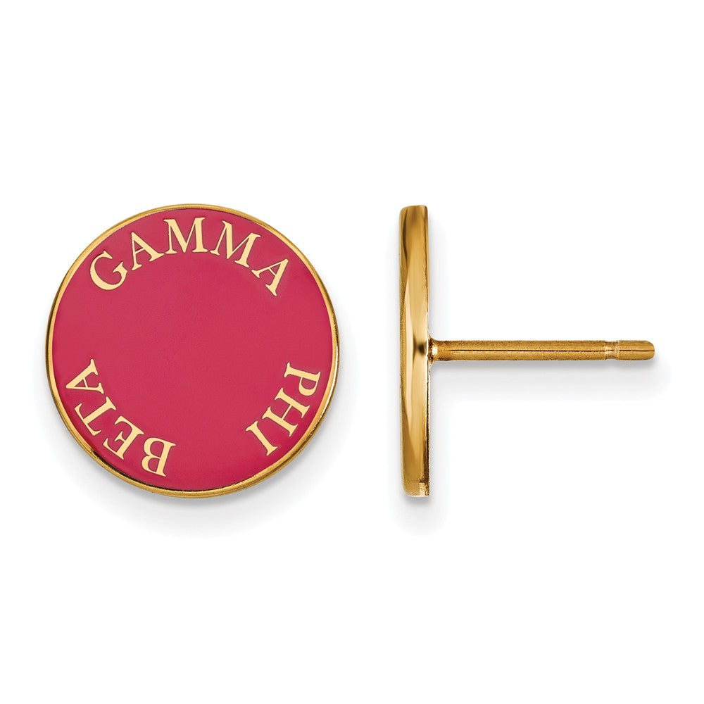 14K Plated Silver Gamma Phi Beta Enamel Disc Post Earrings, Item E17325 by The Black Bow Jewelry Co.