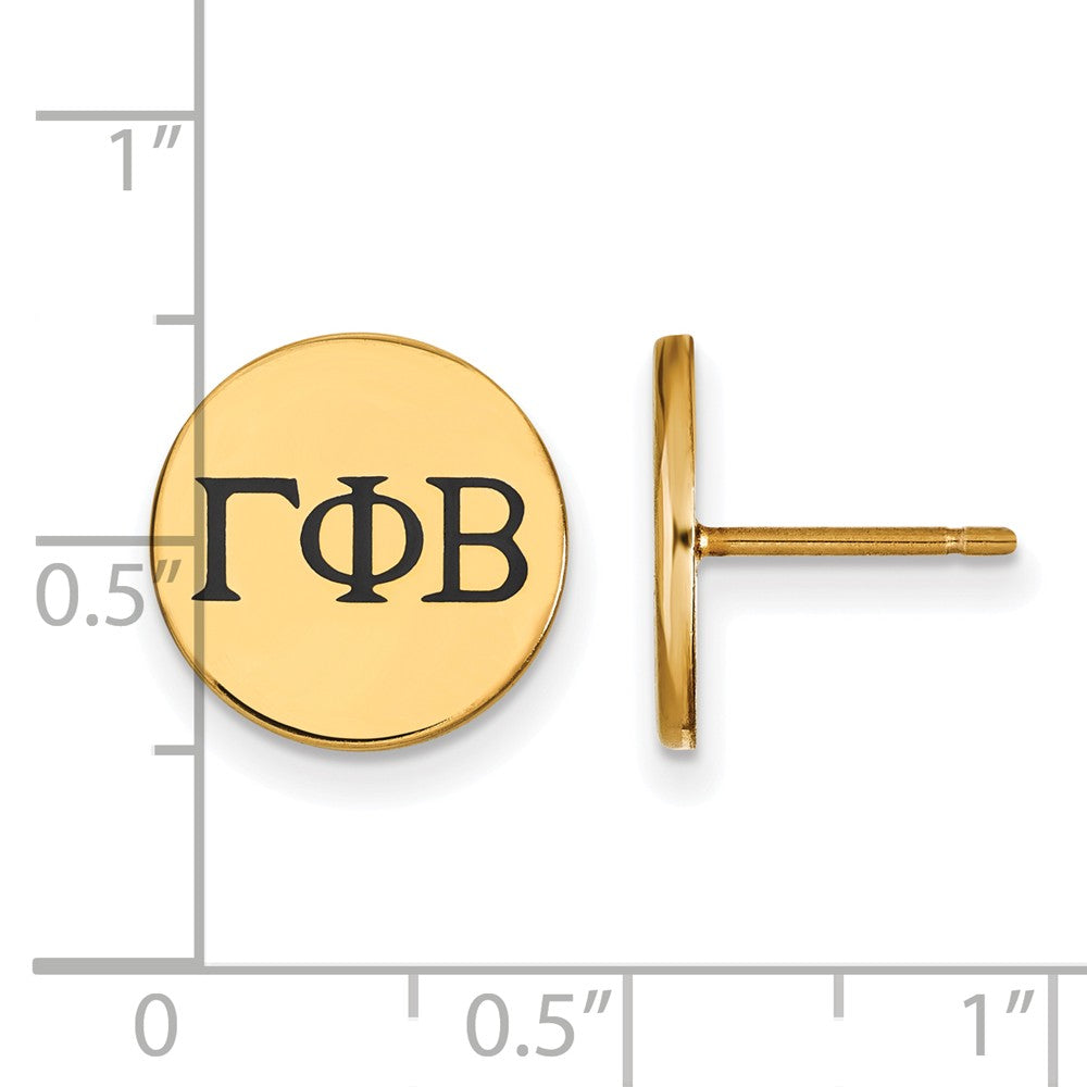 Alternate view of the 14K Plated Silver Gamma Phi Beta Enamel Greek Letters Post Earrings by The Black Bow Jewelry Co.
