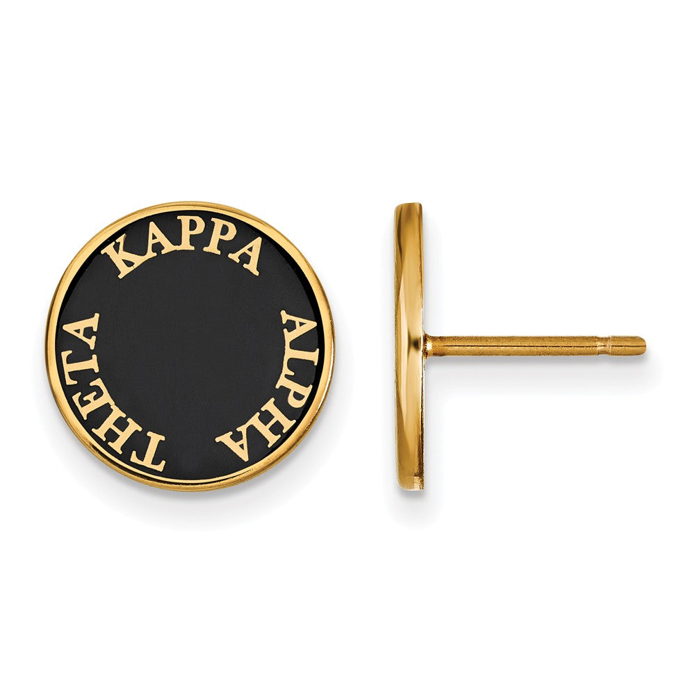 14K Plated Silver Kappa Alpha Theta Black Enamel Post Earrings, Item E17332 by The Black Bow Jewelry Co.