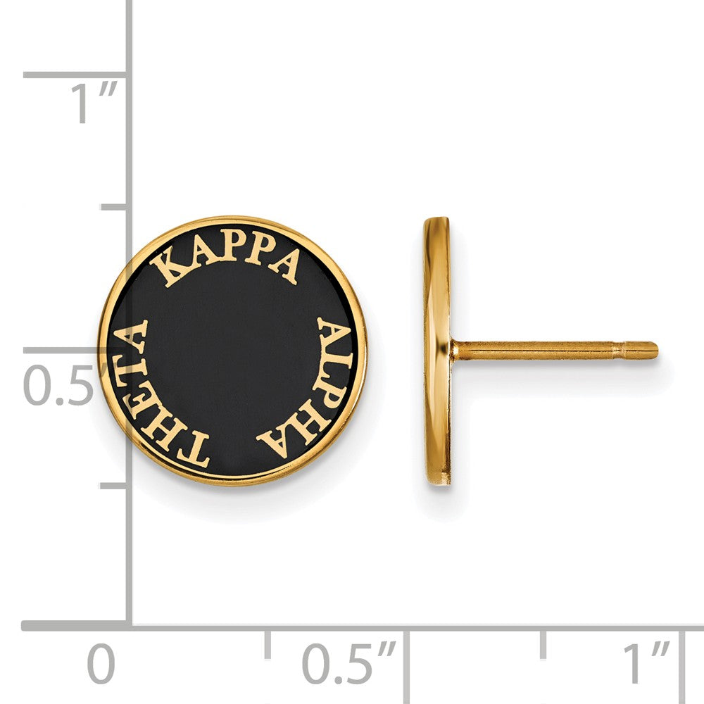 Alternate view of the 14K Plated Silver Kappa Alpha Theta Black Enamel Post Earrings by The Black Bow Jewelry Co.