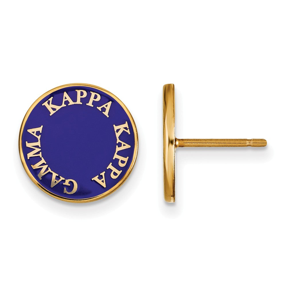 14K Plated Silver Kappa Kappa Gamma Enamel Disc Post Earrings, Item E17345 by The Black Bow Jewelry Co.