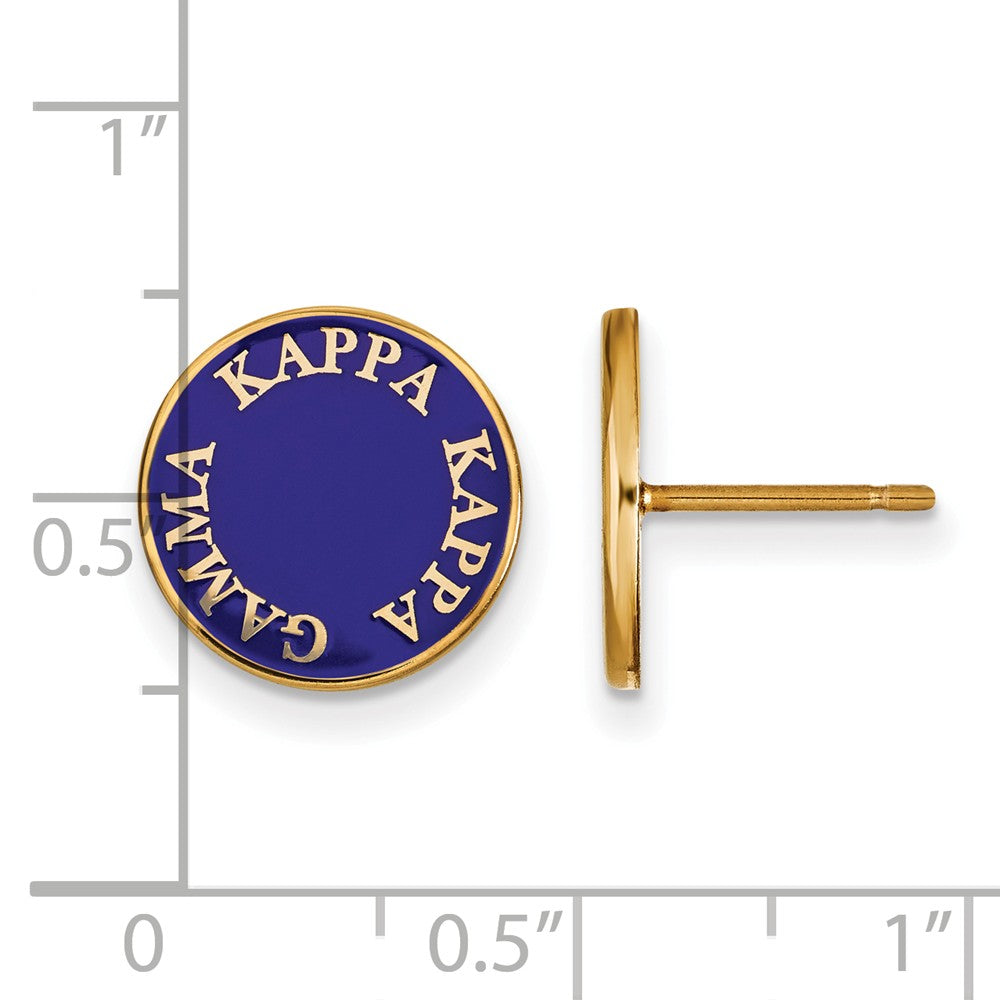 Alternate view of the 14K Plated Silver Kappa Kappa Gamma Enamel Disc Post Earrings by The Black Bow Jewelry Co.