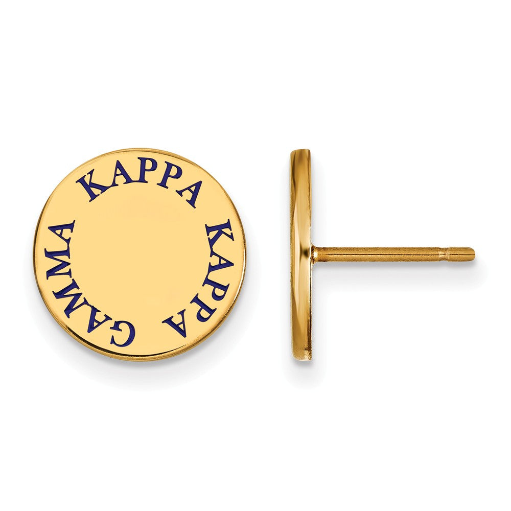 14K Plated Silver Kappa Kappa Gamma Blue Enamel Post Earrings, Item E17346 by The Black Bow Jewelry Co.