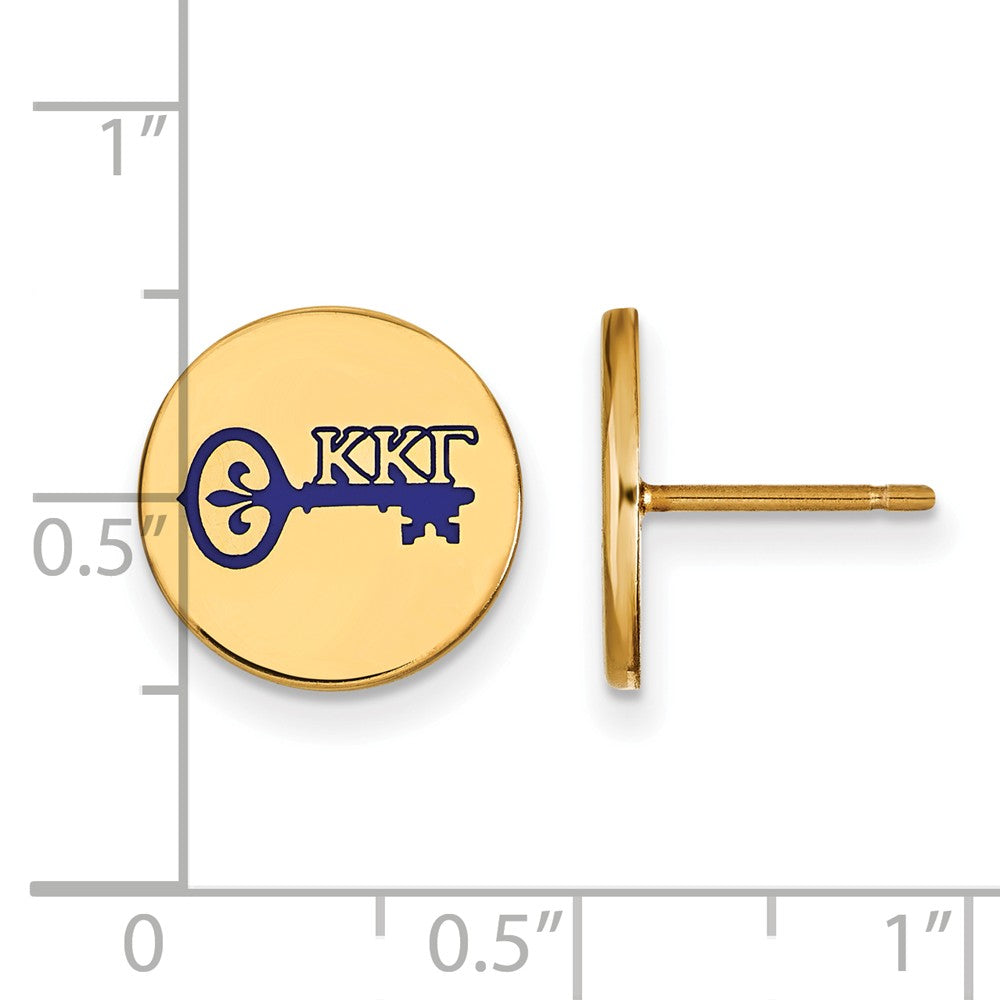 Alternate view of the 14K Plated Silver Kappa Kappa Gamma Enamel Key Post Earrings by The Black Bow Jewelry Co.