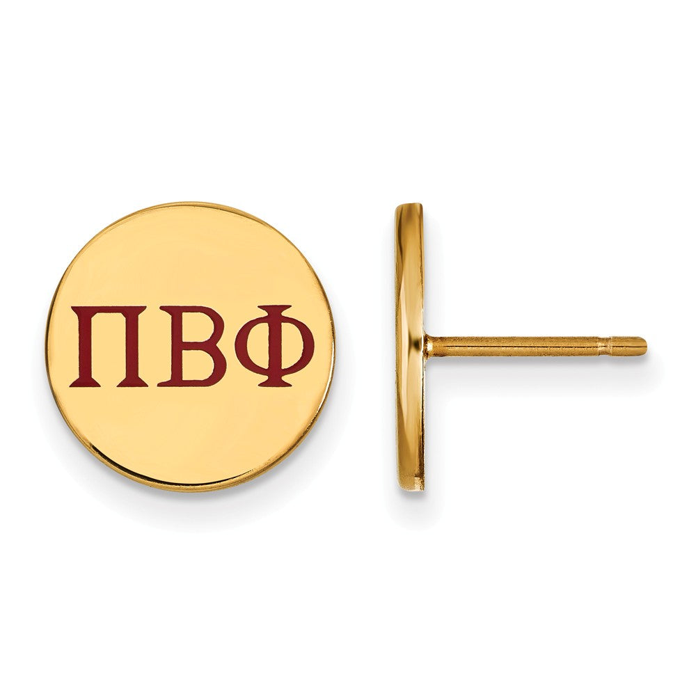 14K Plated Silver Pi Beta Phi Enamel Greek Letters Post Earrings, Item E17369 by The Black Bow Jewelry Co.