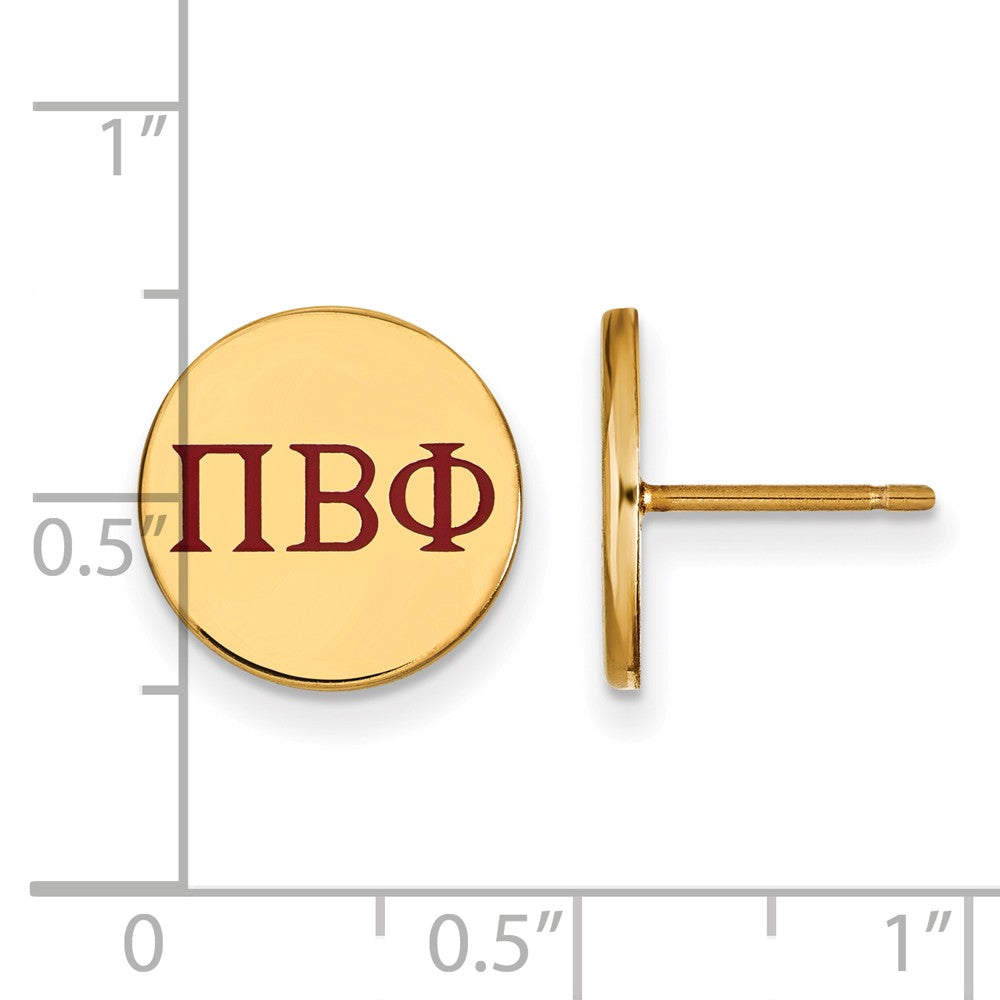 Alternate view of the 14K Plated Silver Pi Beta Phi Enamel Greek Letters Post Earrings by The Black Bow Jewelry Co.