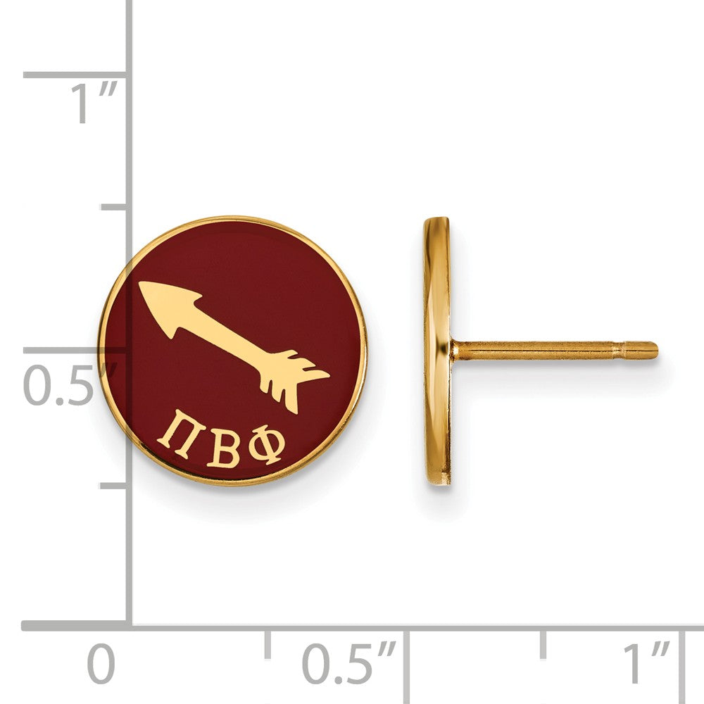 Alternate view of the 14K Plated Silver Pi Beta Phi Red Enamel Arrow Post Earrings by The Black Bow Jewelry Co.