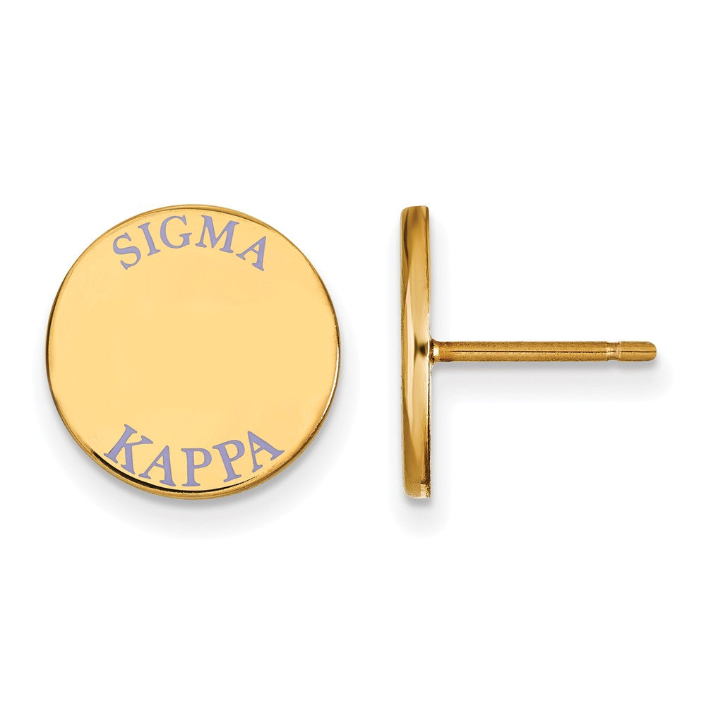 14K Plated Silver Sigma Kappa Purple Enamel Post Earrings, Item E17381 by The Black Bow Jewelry Co.