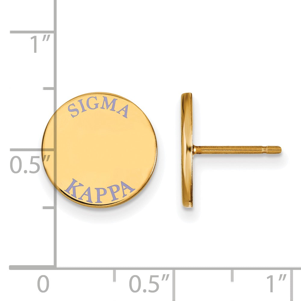 Alternate view of the 14K Plated Silver Sigma Kappa Purple Enamel Post Earrings by The Black Bow Jewelry Co.