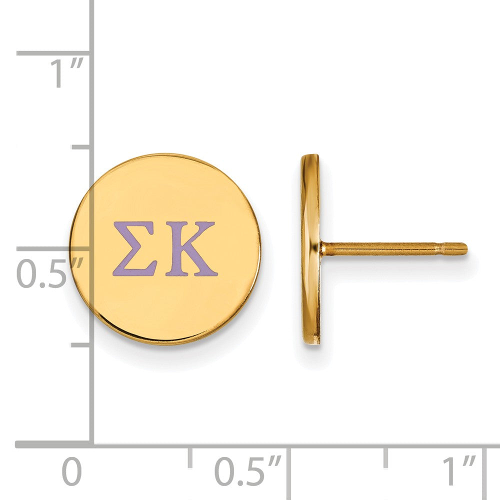 Alternate view of the 14K Plated Silver Sigma Kappa Enamel Greek Letters Post Earrings by The Black Bow Jewelry Co.
