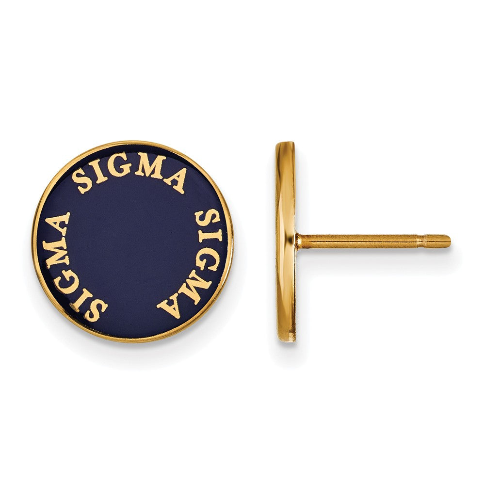 14K and Silver & Royal Purple Enamel Sigma Sigma Sigma Post Earrings, Item E17387 by The Black Bow Jewelry Co.