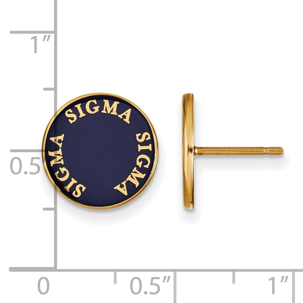 Alternate view of the 14K and Silver &amp; Royal Purple Enamel Sigma Sigma Sigma Post Earrings by The Black Bow Jewelry Co.