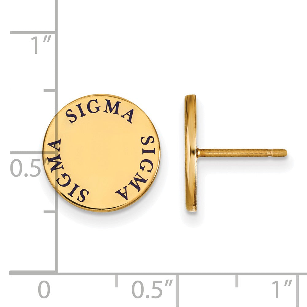 Alternate view of the 14K Plated Silver &amp; Enamel Sigma Sigma Sigma Enamel Post Earrings by The Black Bow Jewelry Co.
