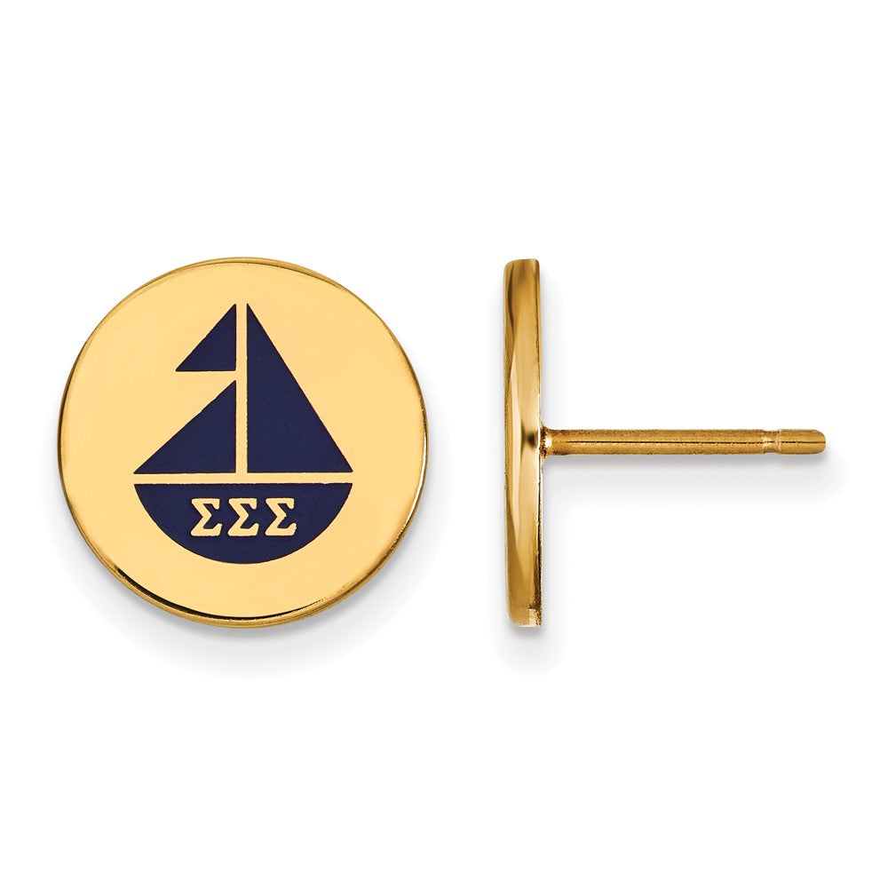 14K Plated Silver &amp; Enamel Sigma Sigma Sigma Sailboat Post Earrings, Item E17393 by The Black Bow Jewelry Co.