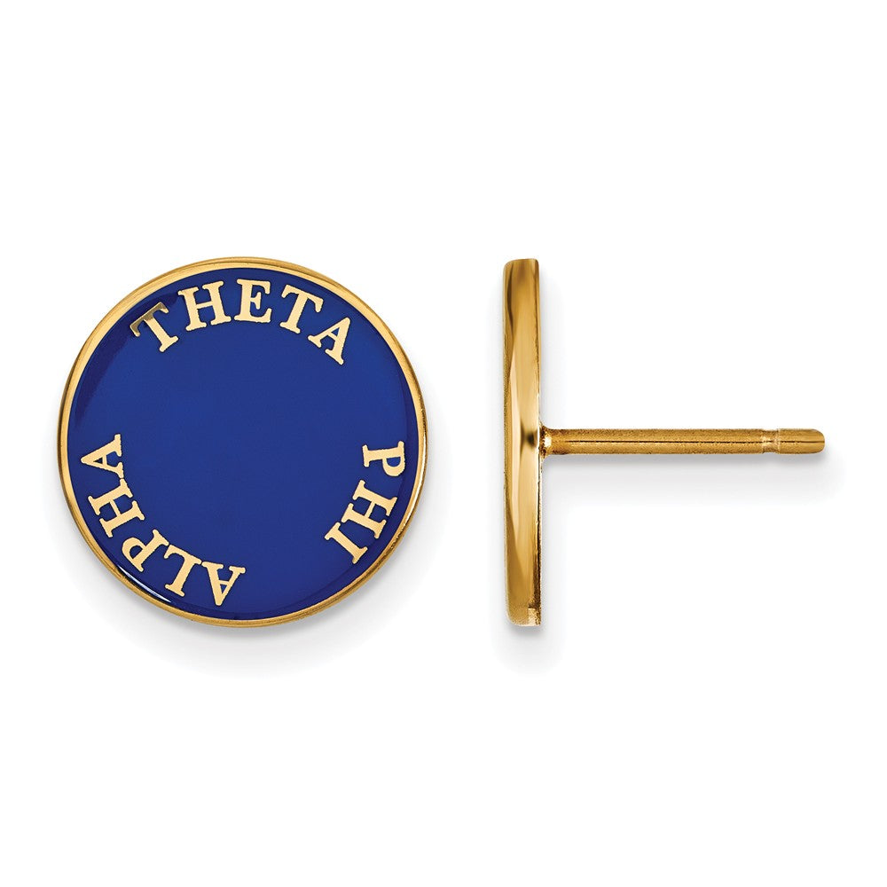 14K Plated Silver Blue Enamel Theta Phi Alpha Post Earrings, Item E17394 by The Black Bow Jewelry Co.