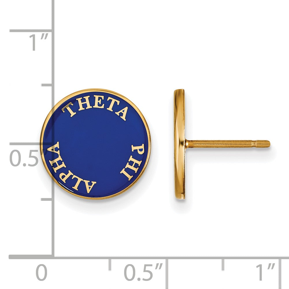 Alternate view of the 14K Plated Silver Blue Enamel Theta Phi Alpha Post Earrings by The Black Bow Jewelry Co.