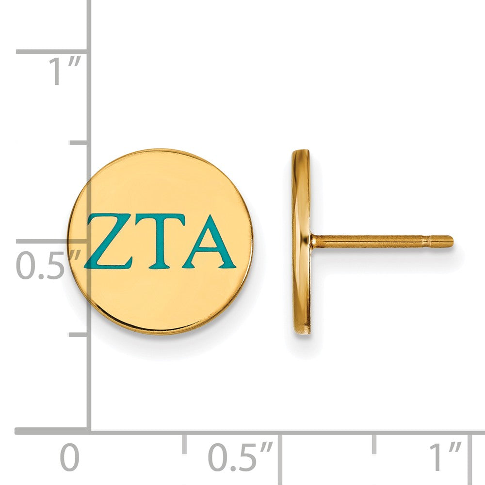 Alternate view of the 14K Plated Silver &amp; Enamel Zeta Tau Alpha Post Earrings by The Black Bow Jewelry Co.