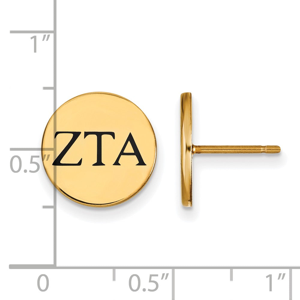 Alternate view of the 14K Plated Silver &amp; Black Enamel Zeta Tau Alpha Post Earrings by The Black Bow Jewelry Co.