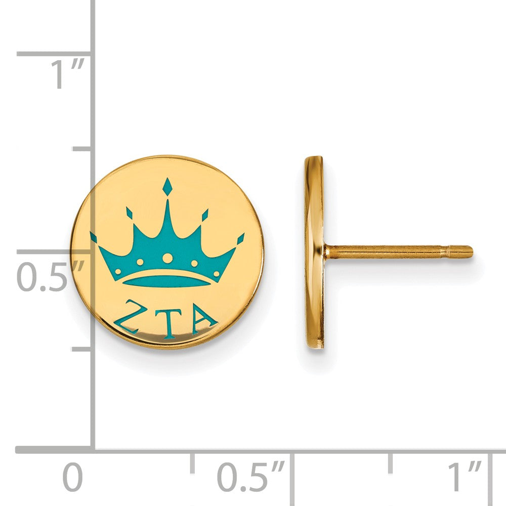 Alternate view of the 14K Plated Silver Zeta Tau Alpha Enamel Crown Post Earrings by The Black Bow Jewelry Co.