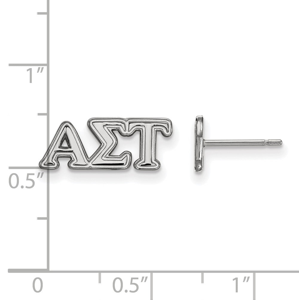 Alternate view of the Sterling Silver Alpha Sigma Tau XS Greek Post Earrings by The Black Bow Jewelry Co.