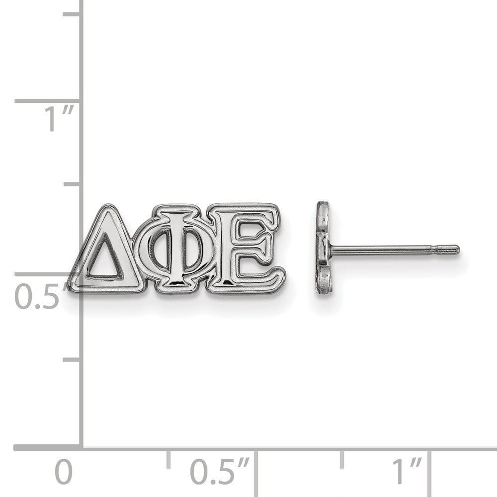 Alternate view of the Sterling Silver Delta Phi Epsilon XS Greek Post Earrings by The Black Bow Jewelry Co.
