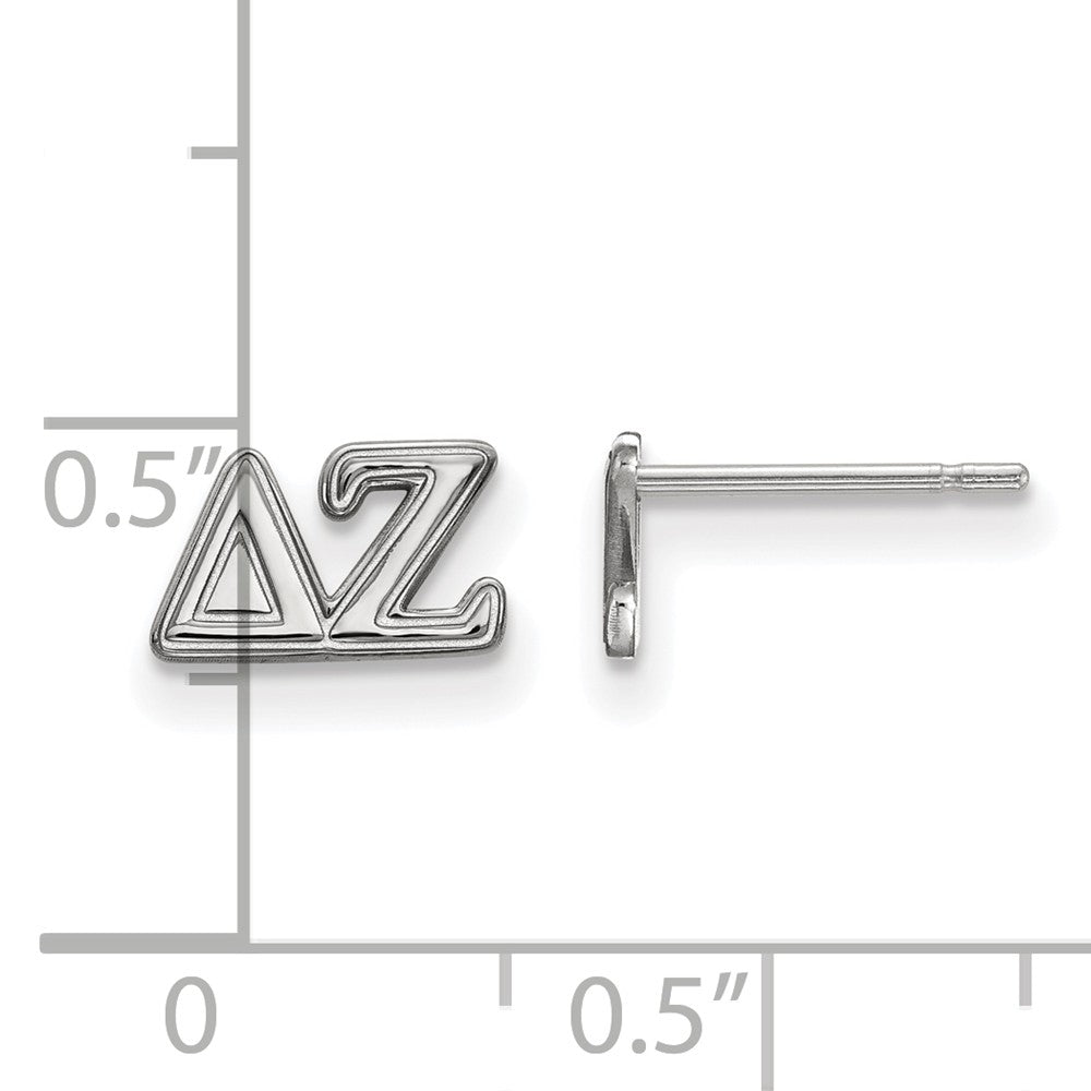 Alternate view of the Sterling Silver Delta Zeta XS Greek Post Earrings by The Black Bow Jewelry Co.